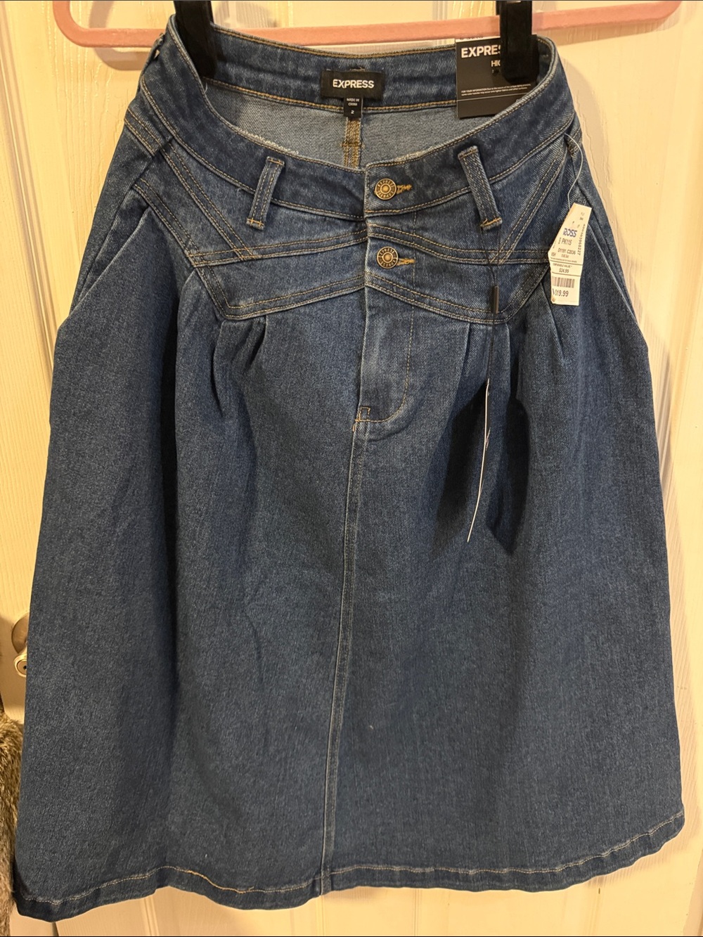 Express Blue Denim Flare Skirt-Style Jeans